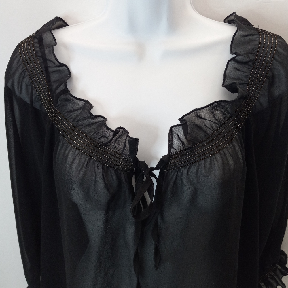 H&M Sheer Ruffle Off Shoulder Blouse - Picture 2 of 7